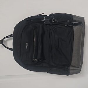Tumi Voyager Carson Backpack Coated Canvas Black Gray Travel Laptop (NOTE)